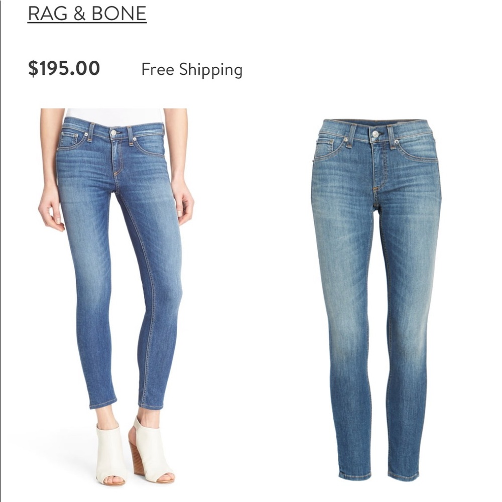 Rag & Bone Low Rise Crop Skinny Jeans Size 25